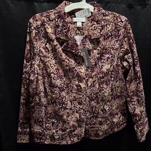 Christopher & Banks Womens Paisley Corduroy Shacket Sz P/XL Boho Artsy Whimsigot